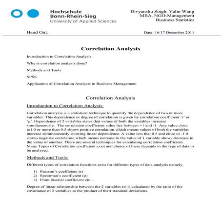 Correlation analysis  