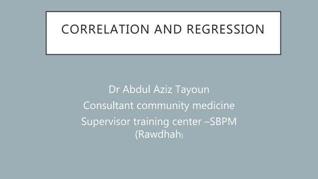 Correlation and regression
