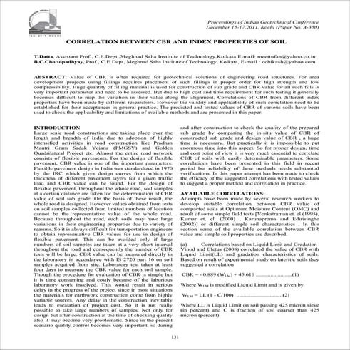 Correlation between cbr and index propertys of soil