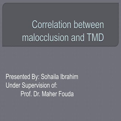 Correlation between malocclusion and TMD