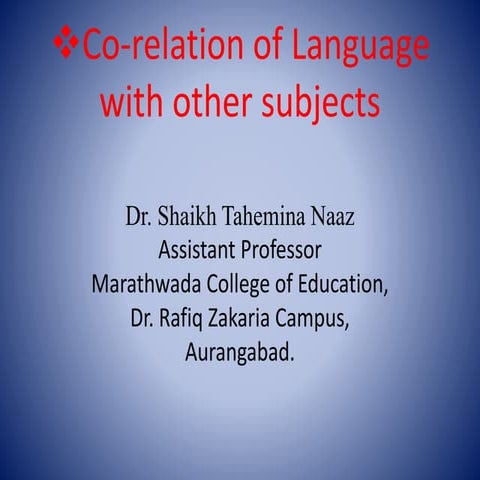 Correlation of language with other subjects