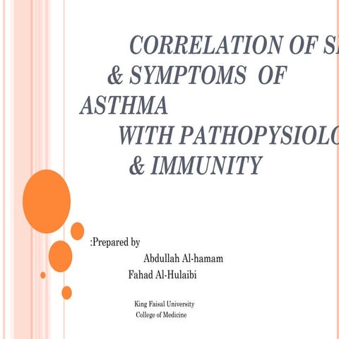 pathophysiology & immunity of asthma