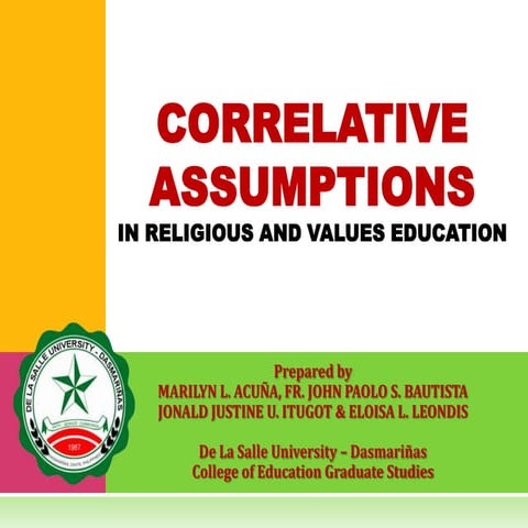 Correlative Assumptions in Religious and Values Education