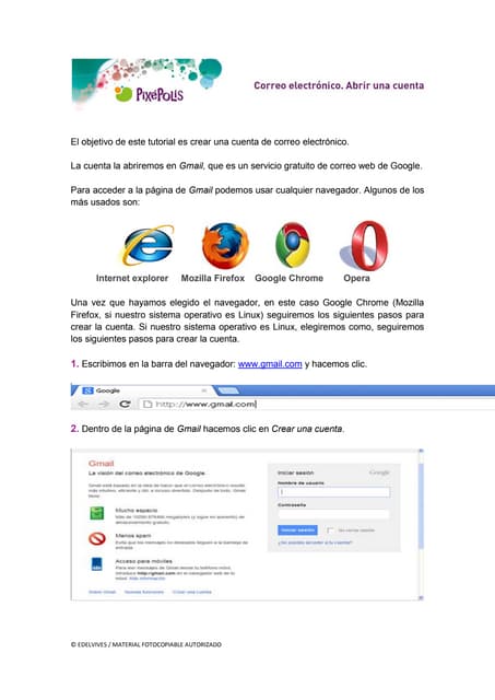 Instructivo para crear una cuenta de correo gmail | PDF