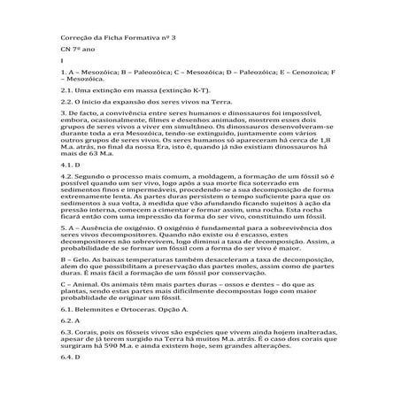 Correção da ficha formativa nº 3 7º ano