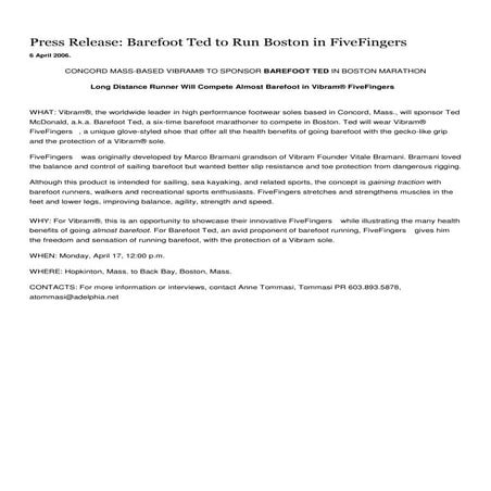 Correr descalzos: El origen > Barefoot ted to run boston marathon in vff 6apr06