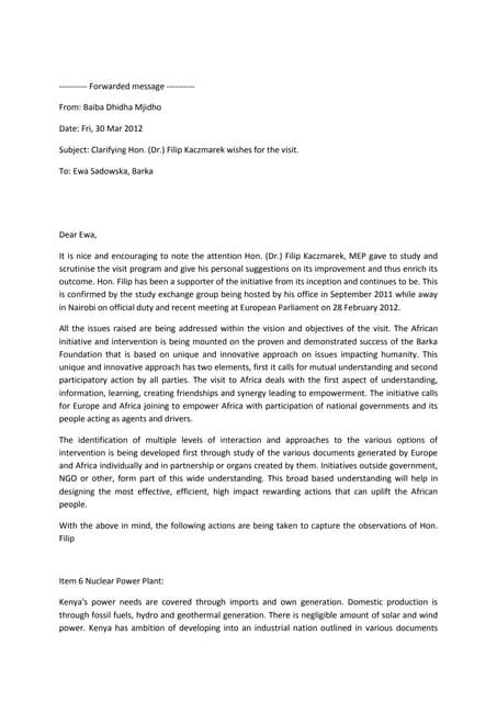 Correspondence with mep filip kaczmarek