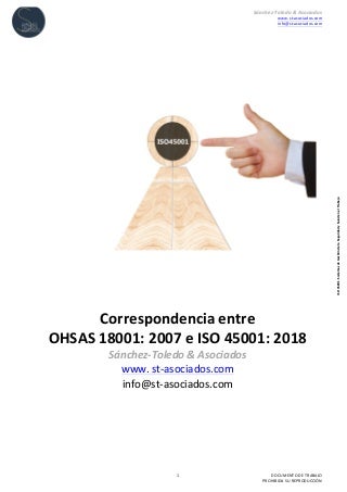 Correspondencia entre  OHSAS 18001: 2007 e ISO 45001: 2018