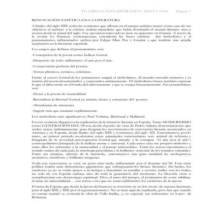 Corrientes renovadoras del siglo xx. Teatro hasta 1940