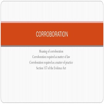 Topic Corroboration Evidence Law Ii Pdf