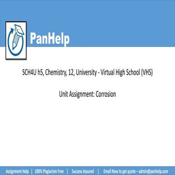 Corrosion Assignment - Virtual High School (VHS) - SCH4U