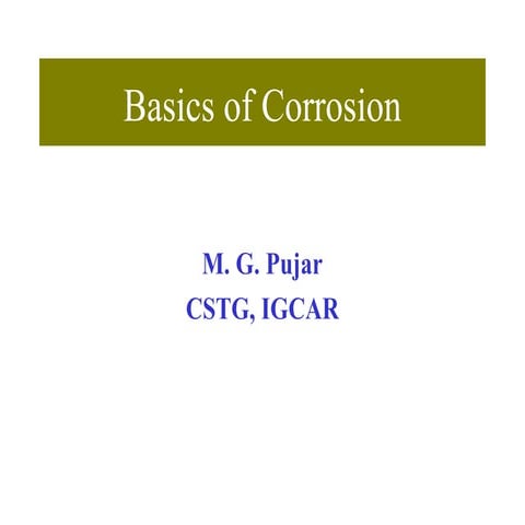Corrosion-Basics for beginners and professionals