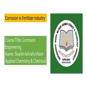 Corrosion in fertilizer industry