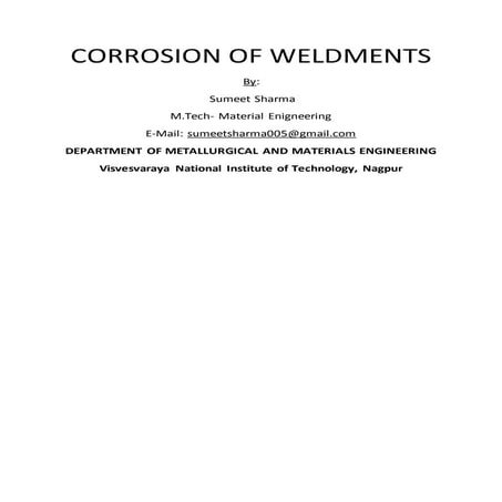 Corrosion of weldments