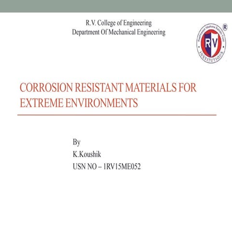 Corrosion resistant materials
