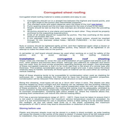 Corrugated sheet roofing