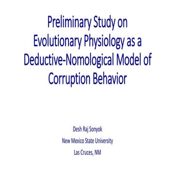 Preliminary Study on Evolutionary Physiology as a Deductive-Nomological Model...