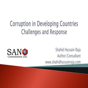 Corruption in develeoping countries challenges &amp; response