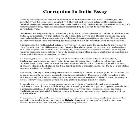 Political Corruption Essay Pdf