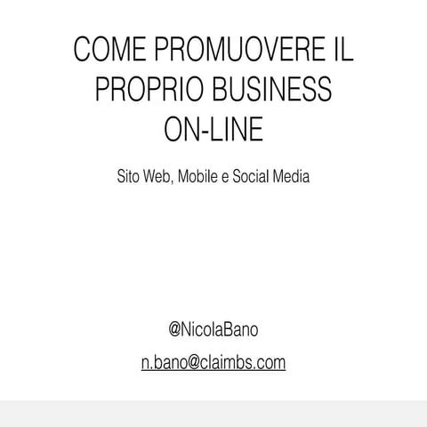 Promuovere il proprio business on-line
