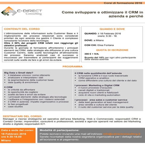 Corso CRM 23 febbraio 2016