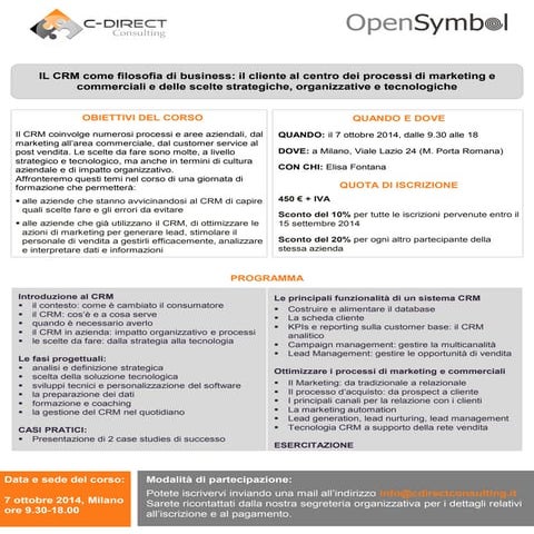 Corso CRM 7 ottobre 2014, Milano