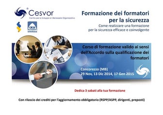 Corso formazione formatori per la sicurezza - Crediti RSPP
