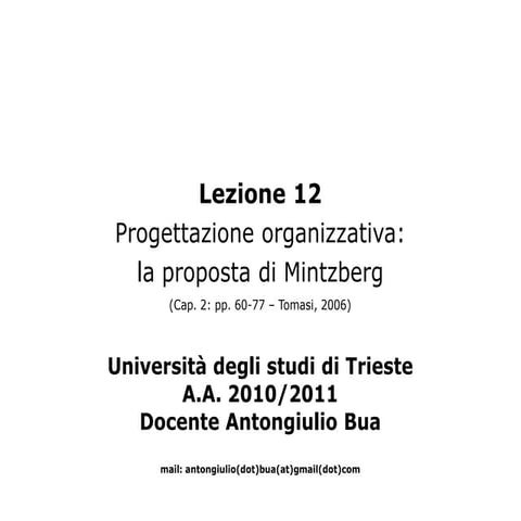 Corso Organizzazione aziendale  lezione 12 - mintzberg