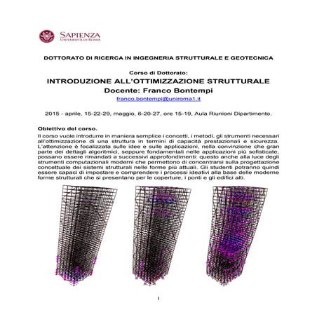Corso Ottimizzazione Strutturale Sapienza 2015