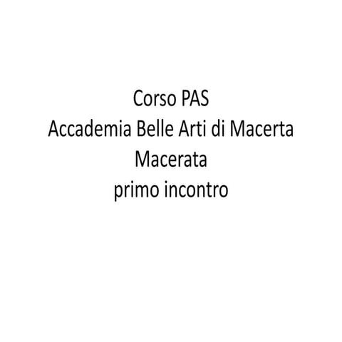 Corso pas primo incontro