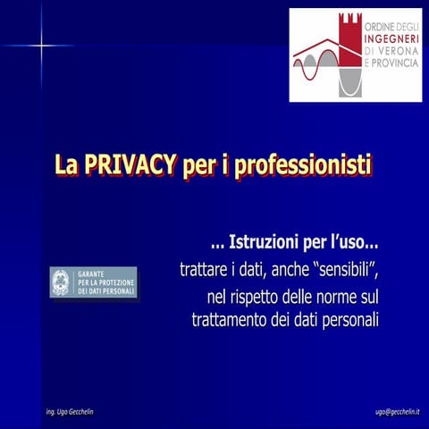 La PRIVACY per i professionisti