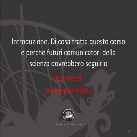 Introduzione ai modelli di comunicazione della scienza