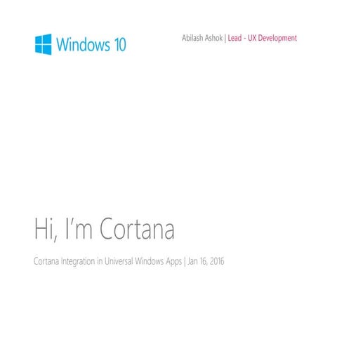 Cortana intergration in Windows 10 apps
