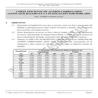 CORTE EFICIENTE DE ACEROS CORRUGADOS (ASTM A615) BASADO EN LA ELONGACIÓN POR DOBLADO