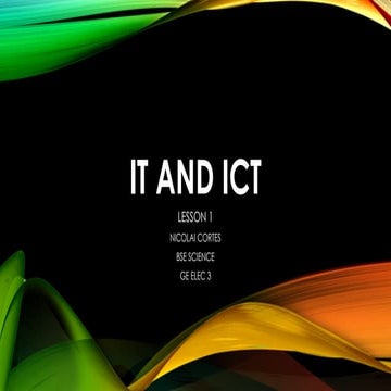 IT AND ICT PRESENTATION IT ERA SUBJECT LESSON 1