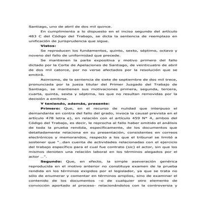 Corte Suprema 01.04.2015 Caso Honorario contra Municipalidad de Santiago