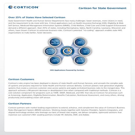 Corticon’s State Government Datasheet | PDF