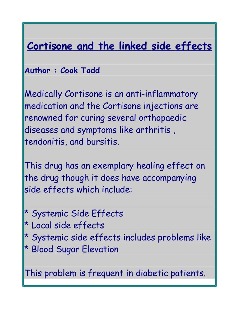 Cortisone and the linked side effects