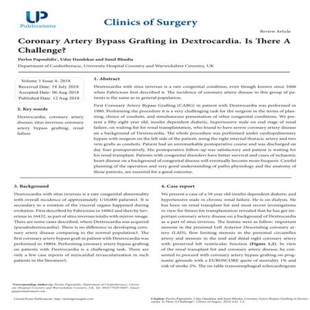 Coronary Artery Bypass Grafting in Dextrocardia. Is There a Challenge ...