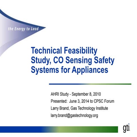 CO Sensing Safety Systems for Appliances
