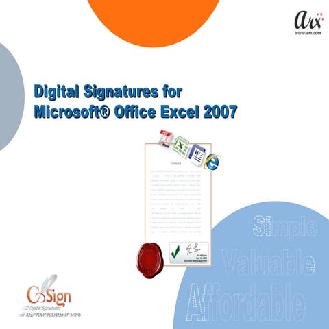 Digital Signatures for Microsoft Office Excel 2007