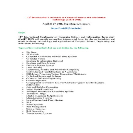 12th International Conference on Computer Science and Information Technology ...