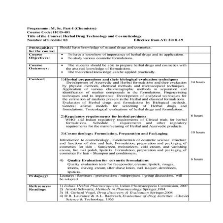 Cosmeticology syllabus | DOC
