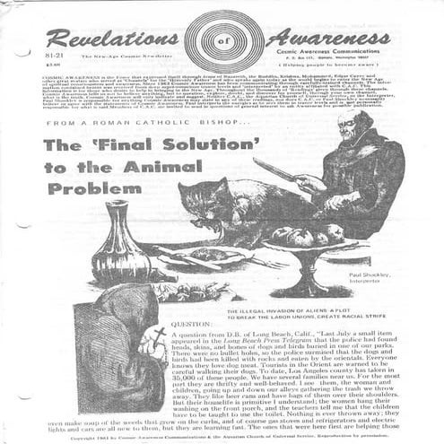 Cosmic Awareness 1981-21: The Answer to Flesh-Eating Is Increasing The Awareness