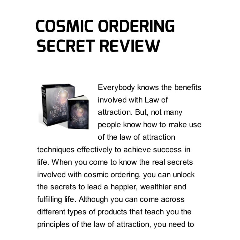 Cosmic ordering secret review is it legit or scam?