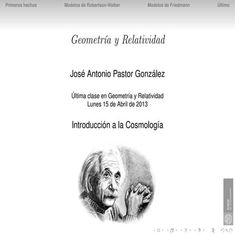 Presentación sobre Cosmología en la asignatura Geometría y Relatividad