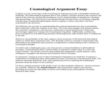 Cosmological Argument Essay