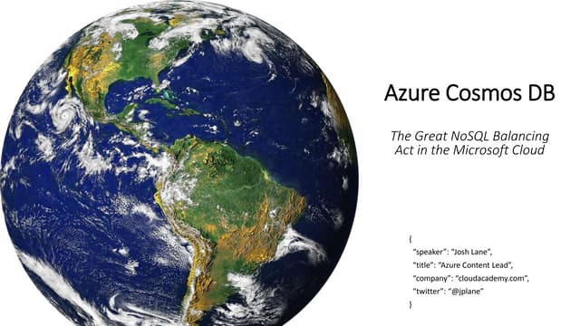 Azure Cosmos DB - NoSQL In the Microsoft Cloud