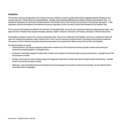 Illustrative Tools for Assessing Effectiveness of a System of Internal Control 