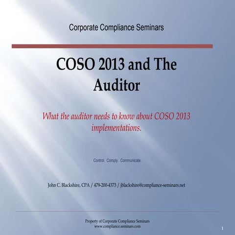 COSO: Internal Control Integrated Framework | PPTX